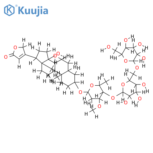 3-beta-O-[beta-D-glucopyranosyl-(1->6)-beta-D-glucopyranosyl-(1->4)-beta-D-diginopyranosyl]-7beta,8-epoxy-14-hydroxy-5beta,14beta-card-20(22)-enolide structure