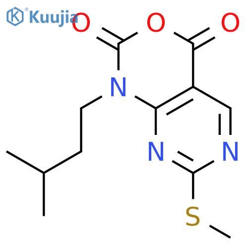 1-Isopentyl-7-(methylthio)-1H-pyrimido-[4,5-d][1,3]oxazine-2,4-dione structure