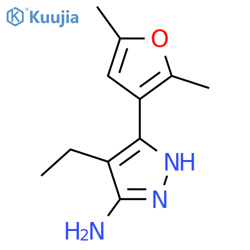 3-(2,5-dimethylfuran-3-yl)-4-ethyl-1H-pyrazol-5-amine structure