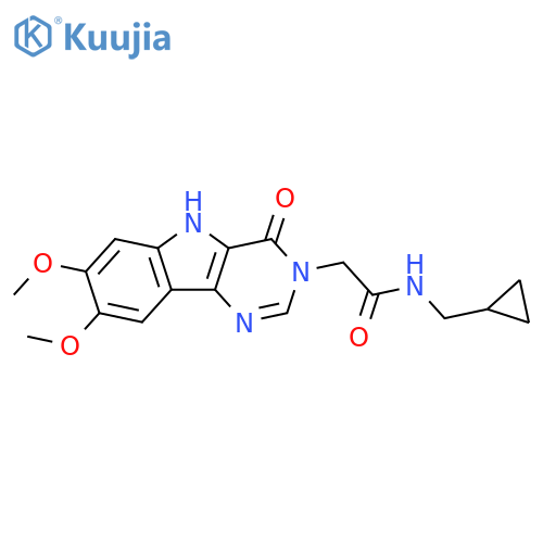 N-(cyclopropylmethyl)-2-{7,8-dimethoxy-4-oxo-3H,4H,5H-pyrimido[5,4-b]indol-3-yl}acetamide structure