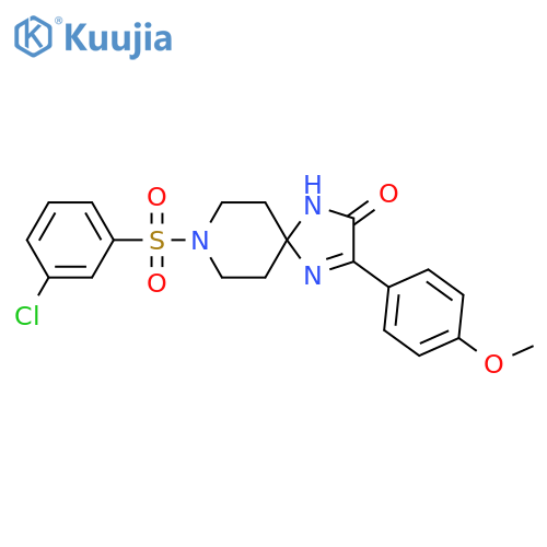 8-(3-chlorobenzenesulfonyl)-3-(4-methoxyphenyl)-1,4,8-triazaspiro[4.5]dec-3-en-2-one structure