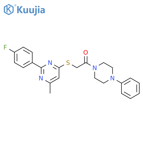2-{[2-(4-fluorophenyl)-6-methylpyrimidin-4-yl]sulfanyl}-1-(4-phenylpiperazin-1-yl)ethan-1-one structure