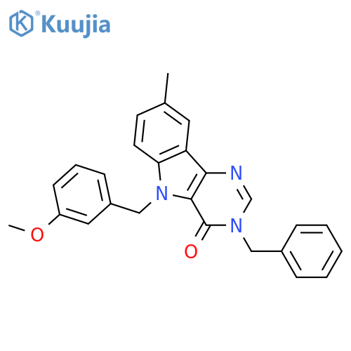 3-benzyl-5-[(3-methoxyphenyl)methyl]-8-methyl-3H,4H,5H-pyrimido[5,4-b]indol-4-one structure