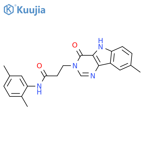 N-(2,5-dimethylphenyl)-3-{8-methyl-4-oxo-3H,4H,5H-pyrimido[5,4-b]indol-3-yl}propanamide structure