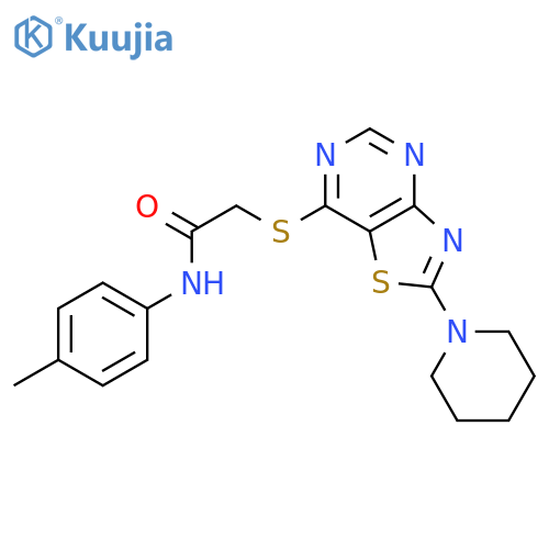 N-(4-methylphenyl)-2-{[2-(piperidin-1-yl)-[1,3]thiazolo[4,5-d]pyrimidin-7-yl]sulfanyl}acetamide structure