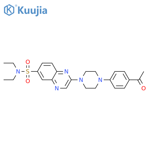 2-[4-(4-acetylphenyl)piperazin-1-yl]-N,N-diethylquinoxaline-6-sulfonamide structure