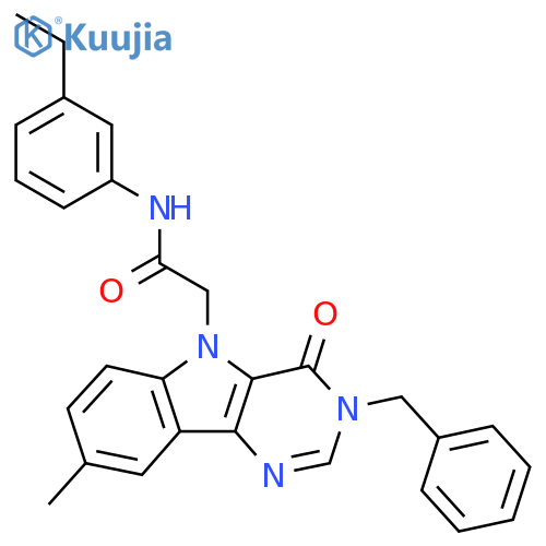 2-{3-benzyl-8-methyl-4-oxo-3H,4H,5H-pyrimido[5,4-b]indol-5-yl}-N-(3-ethylphenyl)acetamide structure
