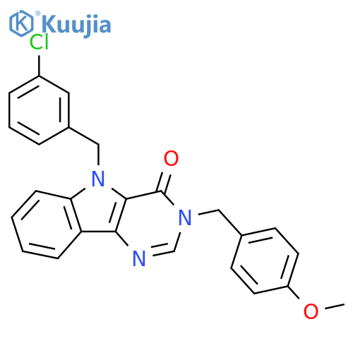 5-[(3-chlorophenyl)methyl]-3-[(4-methoxyphenyl)methyl]-3H,4H,5H-pyrimido[5,4-b]indol-4-one structure