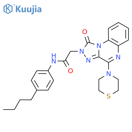 N-(4-butylphenyl)-2-[1-oxo-4-(thiomorpholin-4-yl)-1H,2H-[1,2,4]triazolo[4,3-a]quinoxalin-2-yl]acetamide structure