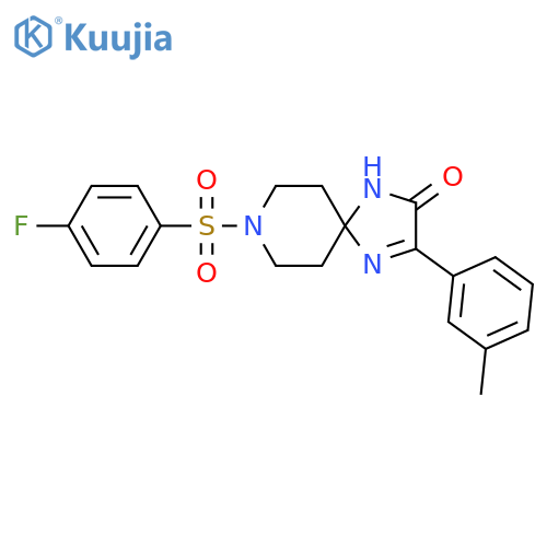 8-(4-fluorobenzenesulfonyl)-3-(3-methylphenyl)-1,4,8-triazaspiro[4.5]dec-3-en-2-one structure