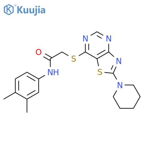 N-(3,4-dimethylphenyl)-2-{[2-(piperidin-1-yl)-[1,3]thiazolo[4,5-d]pyrimidin-7-yl]sulfanyl}acetamide structure