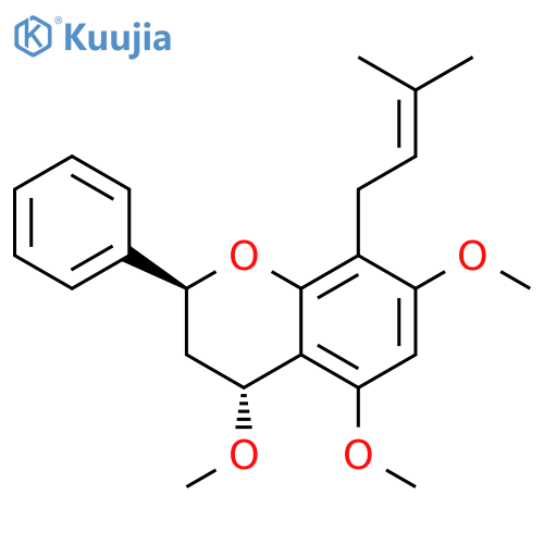 2H-1-Benzopyran, 3,4-dihydro-4,5,7-trimethoxy-8-(3-methyl-2-buten-1-yl)-2-phenyl-, (2S,4R)- structure