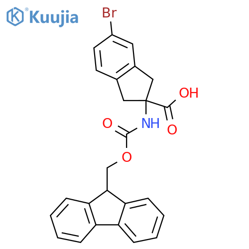 5-Bromo-2-[[(9H-fluoren-9-ylmethoxy)carbonyl]amino]-2,3-dihydro-1H-indene-2-carboxylic acid structure