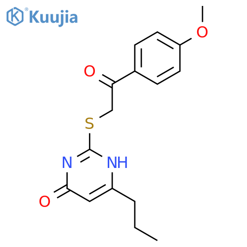 2-{[2-(4-methoxyphenyl)-2-oxoethyl]sulfanyl}-6-propyl-3,4-dihydropyrimidin-4-one structure
