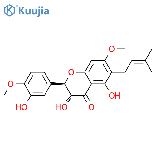 4H-1-Benzopyran-4-one,2,3-dihydro-3,5-dihydroxy-2-(3-hydroxy-4-methoxyphenyl)-7-methoxy-6-(3-methyl-2-buten-1-yl)-,(2R,3R)- structure
