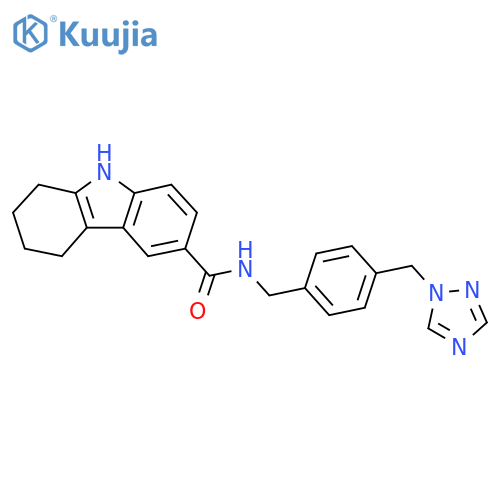 N-({4-(1H-1,2,4-triazol-1-yl)methylphenyl}methyl)-2,3,4,9-tetrahydro-1H-carbazole-6-carboxamide structure
