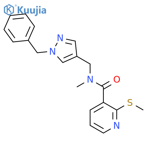 N-(1-benzyl-1H-pyrazol-4-yl)methyl-N-methyl-2-(methylsulfanyl)pyridine-3-carboxamide structure