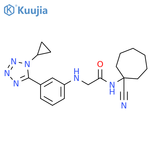 N-(1-Cyanocycloheptyl)-2-[[3-(1-cyclopropyl-1H-tetrazol-5-yl)phenyl]amino]acetamide structure