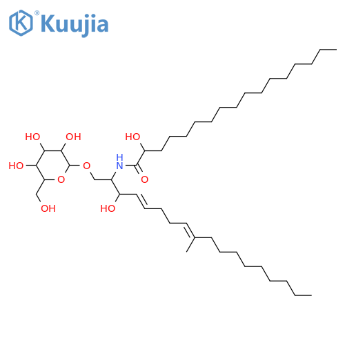 2-Amino-9-methyl-4,8-octadecadiene-1,3-diol; (2S,3R,4E,8E)-form, N-(2R-Hydroxyheptadecanoyl), 1-O-β-D-glucopyranoside structure