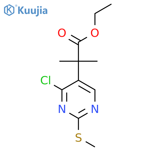 Ethyl 2-(4-chloro-2-(methylthio)pyrimidin-5-yl)-2-methylpropanoate structure