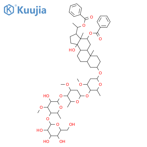 b-D-ribo-Hexopyranoside, (3b,5a,12b,14b,20R)-12,20-bis(benzoyloxy)-14-hydroxypregnan-3-ylO-b-D-glucopyranosyl-(1&reg;4)-O-6-deoxy-3-O-methyl-b-D-allopyranosyl-(1&reg;4)-O-2,6-dideoxy-3-O-methyl-b-D-ribo-hexopyranosyl-(1&reg;4)-2,6-dideoxy-3-O-methyl- (9CI) structure
