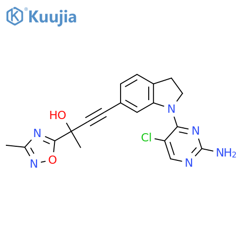 4-(1-(2-Amino-5-chloropyrimidin-4-yl)indolin-6-yl)-2-(3-methyl-1,2,4-oxadiazol-5-yl)but-3-yn-2-ol structure