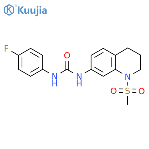 1-(4-fluorophenyl)-3-(1-methanesulfonyl-1,2,3,4-tetrahydroquinolin-7-yl)urea structure
