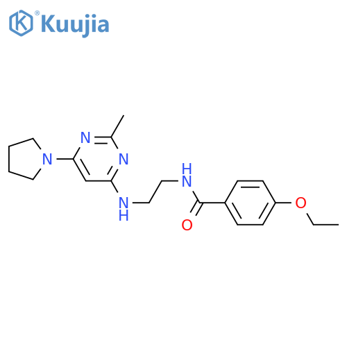4-ethoxy-N-(2-{2-methyl-6-(pyrrolidin-1-yl)pyrimidin-4-ylamino}ethyl)benzamide structure