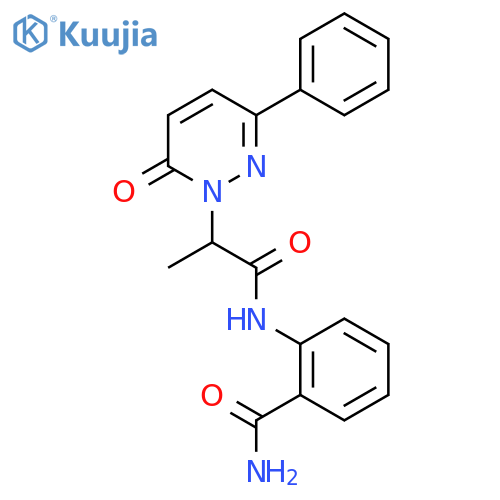 2-2-(6-oxo-3-phenyl-1,6-dihydropyridazin-1-yl)propanamidobenzamide structure