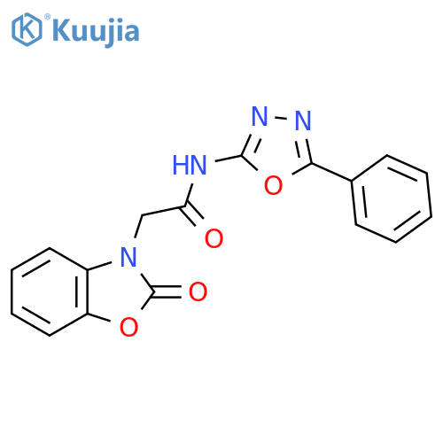 2-(2-oxo-2,3-dihydro-1,3-benzoxazol-3-yl)-N-(5-phenyl-1,3,4-oxadiazol-2-yl)acetamide structure