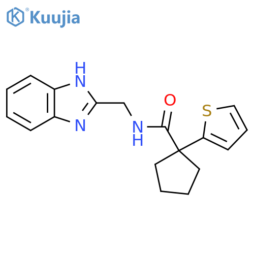 N-(1H-1,3-benzodiazol-2-yl)methyl-1-(thiophen-2-yl)cyclopentane-1-carboxamide structure