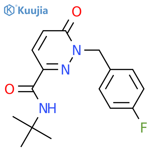 N-tert-butyl-1-(4-fluorophenyl)methyl-6-oxo-1,6-dihydropyridazine-3-carboxamide structure
