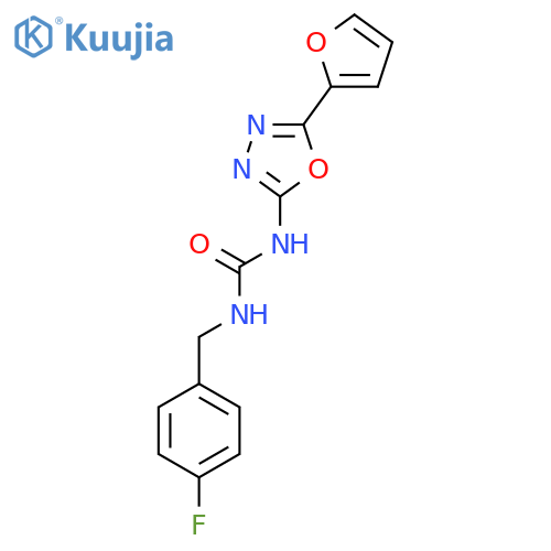 1-(4-fluorophenyl)methyl-3-5-(furan-2-yl)-1,3,4-oxadiazol-2-ylurea structure