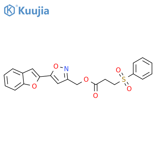 [5-(1-benzofuran-2-yl)-1,2-oxazol-3-yl]methyl 3-(benzenesulfonyl)propanoate structure