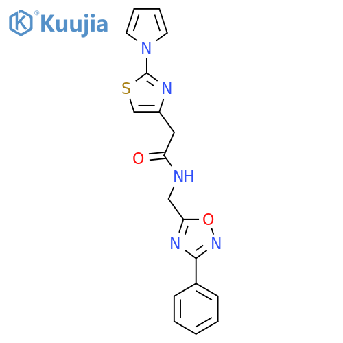 N-(3-phenyl-1,2,4-oxadiazol-5-yl)methyl-2-2-(1H-pyrrol-1-yl)-1,3-thiazol-4-ylacetamide structure