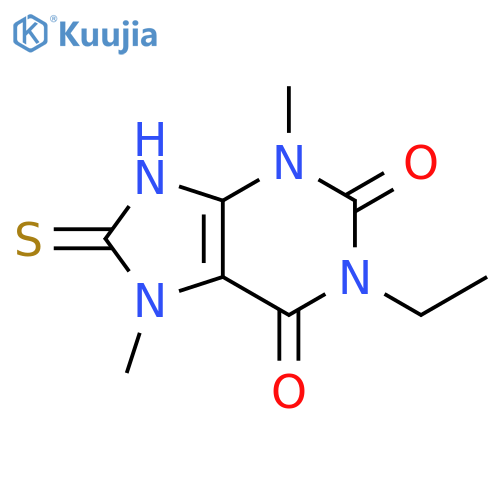 1-ethyl-3,7-dimethyl-8-sulfanyl-2,3,6,7-tetrahydro-1H-purine-2,6-dione structure