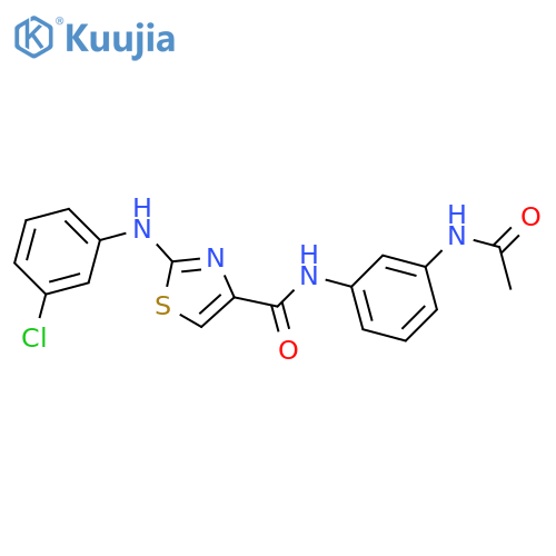 2-(3-chlorophenyl)amino-N-(3-acetamidophenyl)-1,3-thiazole-4-carboxamide structure