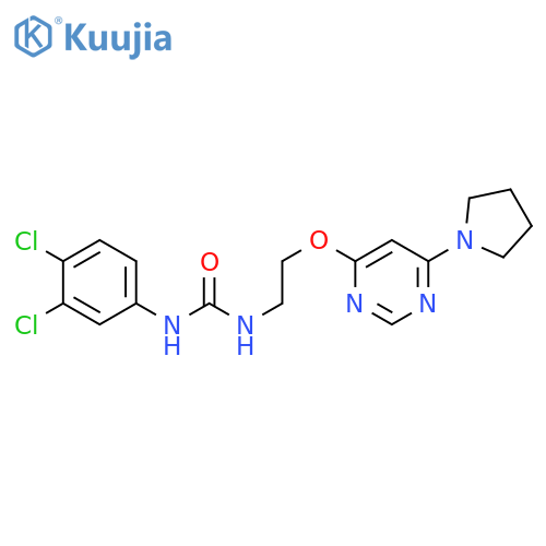 1-(3,4-dichlorophenyl)-3-(2-{6-(pyrrolidin-1-yl)pyrimidin-4-yloxy}ethyl)urea structure