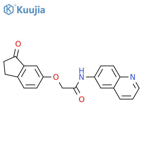 2-(3-oxo-2,3-dihydro-1H-inden-5-yl)oxy-N-(quinolin-6-yl)acetamide structure