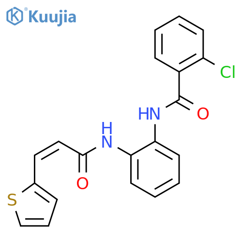 2-chloro-N-{2-(2Z)-3-(thiophen-2-yl)prop-2-enamidophenyl}benzamide structure