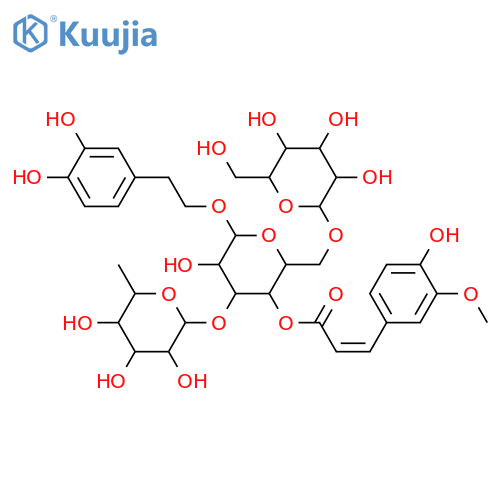 β-D-Glucopyranoside, 2-(3,4-dihydroxyphenyl)ethyl O-6-deoxy-α-L-mannopyranosyl-(1→3)-O-[β-D-galactopyranosyl-(1→6)]-, 4-[(2Z)-3-(4-hydroxy-3-methoxyphenyl)-2-propenoate] structure