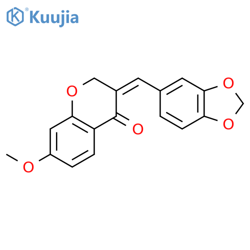 (3E)-3-(1,3-benzodioxol-5-ylmethylene)-2,3-dihydro-7-methoxy-4H-1-benzopyran-4-one structure
