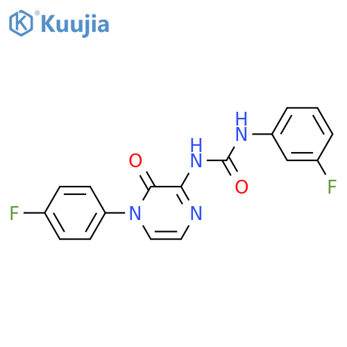 1-(3-fluorophenyl)-3-[4-(4-fluorophenyl)-3-oxo-3,4-dihydropyrazin-2-yl]urea structure