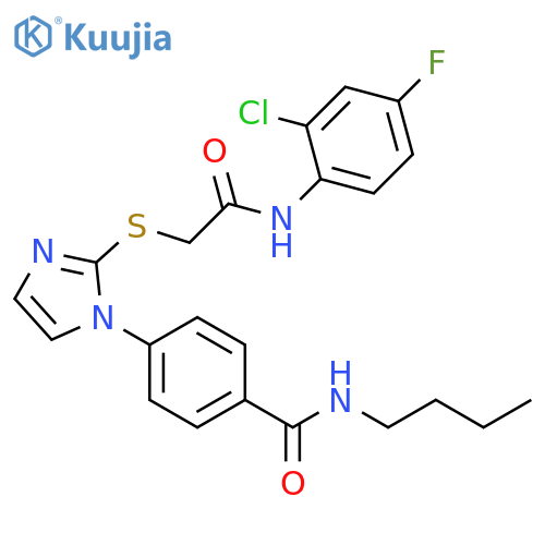 N-butyl-4-[2-({[(2-chloro-4-fluorophenyl)carbamoyl]methyl}sulfanyl)-1H-imidazol-1-yl]benzamide structure