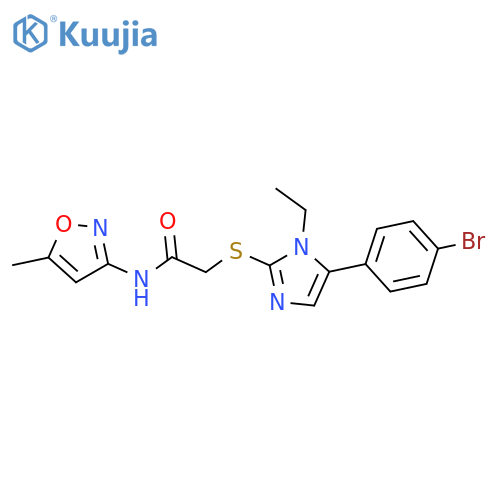 2-{[5-(4-bromophenyl)-1-ethyl-1H-imidazol-2-yl]sulfanyl}-N-(5-methyl-1,2-oxazol-3-yl)acetamide structure