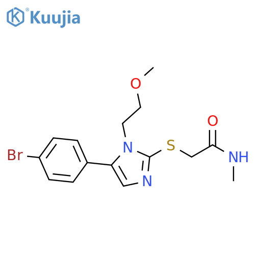 2-{[5-(4-bromophenyl)-1-(2-methoxyethyl)-1H-imidazol-2-yl]sulfanyl}-N-methylacetamide structure