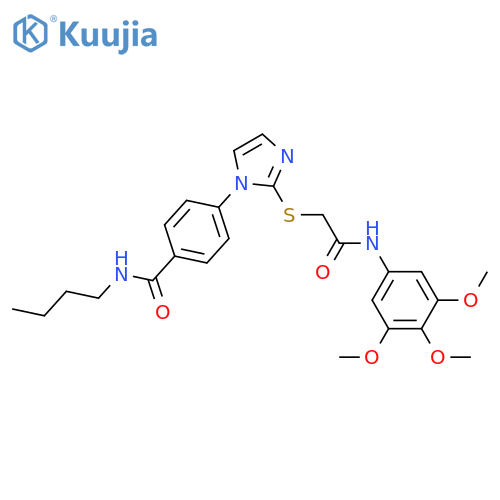 N-butyl-4-[2-({[(3,4,5-trimethoxyphenyl)carbamoyl]methyl}sulfanyl)-1H-imidazol-1-yl]benzamide structure
