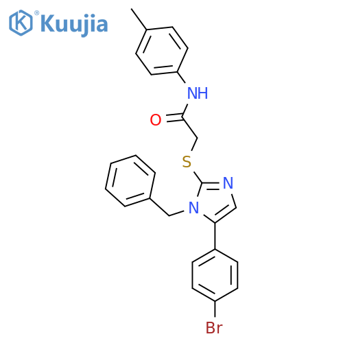 2-{[1-benzyl-5-(4-bromophenyl)-1H-imidazol-2-yl]sulfanyl}-N-(4-methylphenyl)acetamide structure