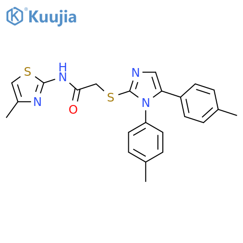 2-{[1,5-bis(4-methylphenyl)-1H-imidazol-2-yl]sulfanyl}-N-(4-methyl-1,3-thiazol-2-yl)acetamide structure
