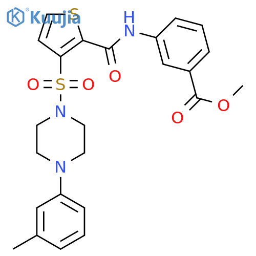 methyl 3-(3-{[4-(3-methylphenyl)piperazin-1-yl]sulfonyl}thiophene-2-amido)benzoate structure